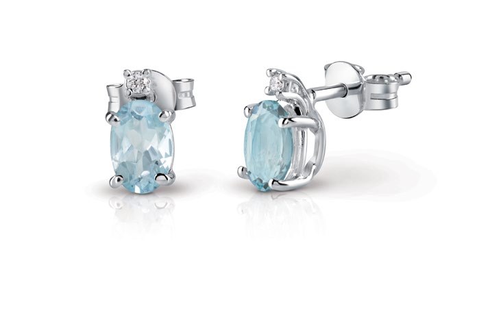 Collezione Ellisse di Conte Diamonds: collana, orecchini con acquamarina, diamante
