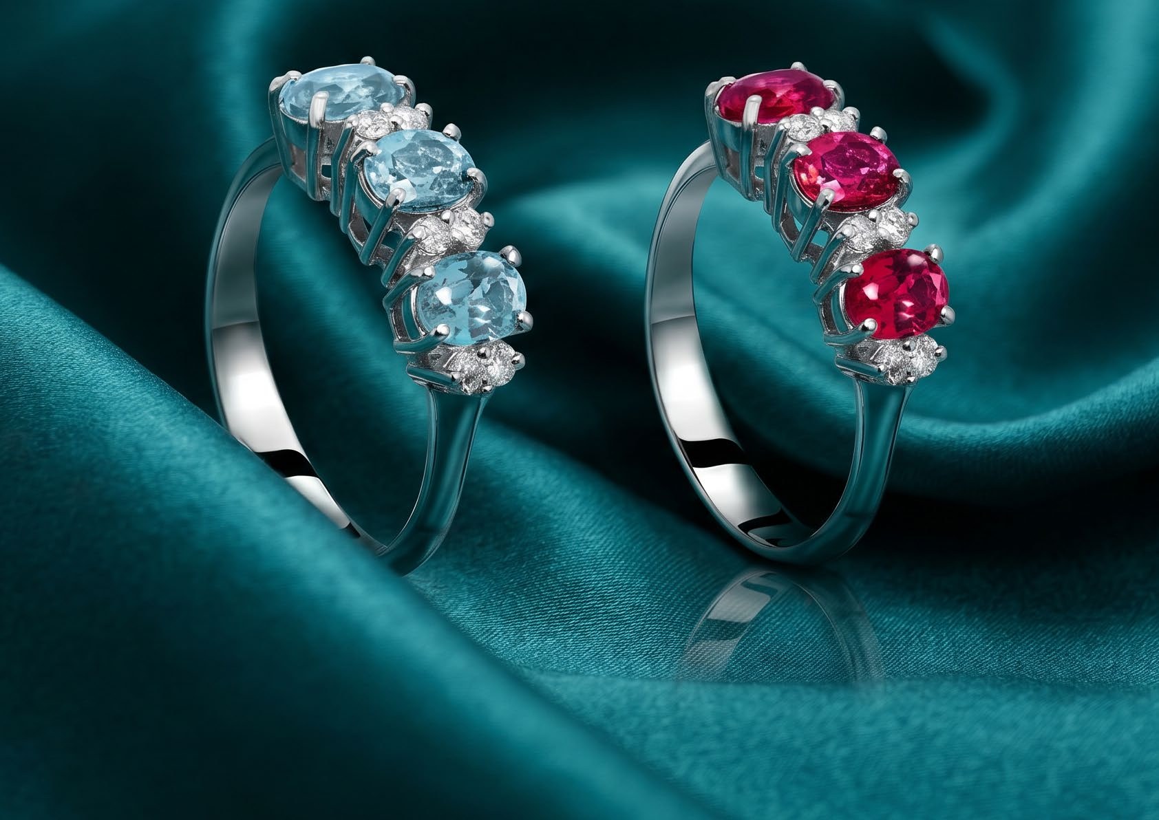 Collezione Lilith di Conte Diamonds: anello con smeraldo, rubino, zaffiro